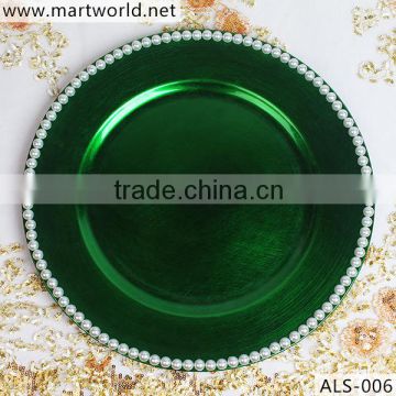 New design green round wedding multilevel plate wedding crystal plates for weding decoration party home decoration(ASL-006)