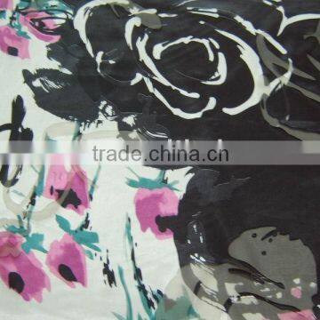 print burn out silk visco chiffion satin fabric