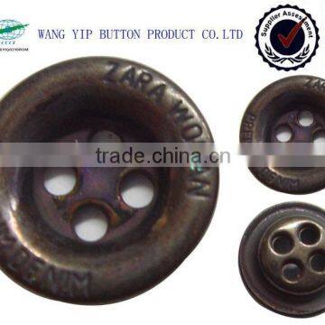 11.5mm 4 holes shank metal alloy convex back domn button