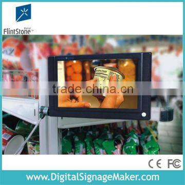 Supermarket promotional 7" 9" 10" 15" inch shelf-hang lcd advertising player with motion sensor