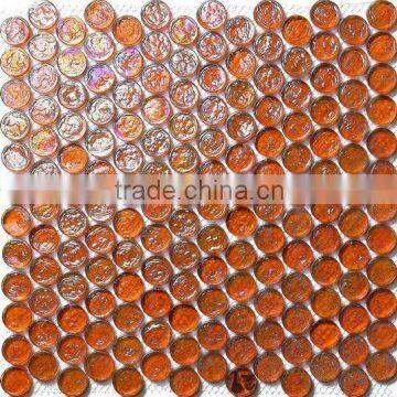 Orange color family round glass mosaic tiles