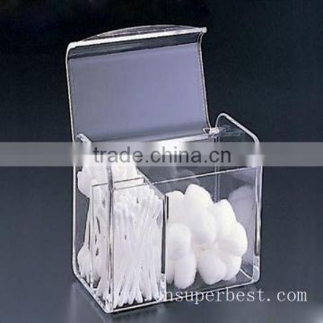 Customized clear acrylic cotton bud box with lid