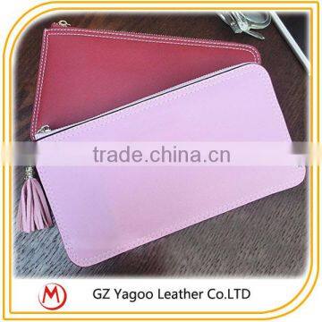 Solid Color Thin OEM Lady PU Wallet with Tassel