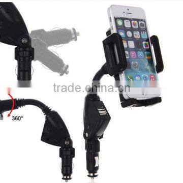 Car Phone Holder Universal Stander With Dual USB Cigarette Lighter for Mobile Phone / Smart Phone Holder photo-5