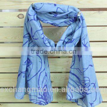 100% polyester blue fashionable lady scarf