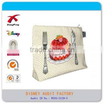 Promotional Fashion Cake Pattern Canvas Cosmetic Bag for Lady