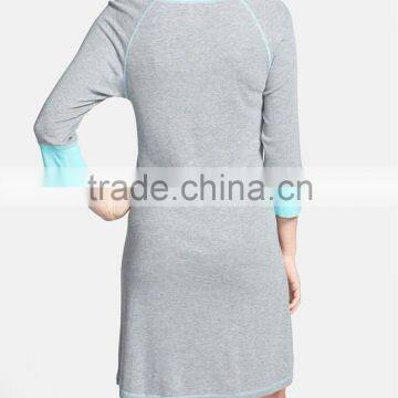 Wholesale Soft Half Sleeve Ribbed Women Cotton Nightshirt