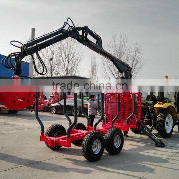 Factory Price!! 3 ton log trailer with telescopic crane