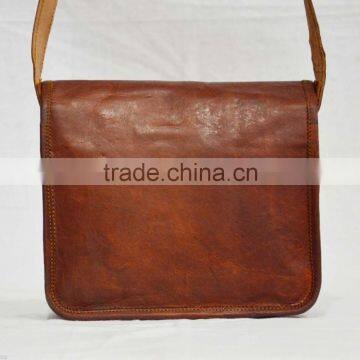 Real Goat Leather Vintage Messenger Shoulder Bag Cross Body Laptop Bag Indian Genuine Leather Bag
