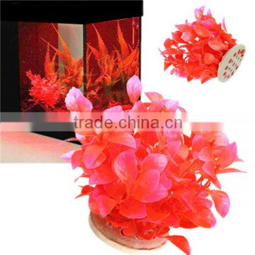 2015 Hot Sale Newest Aquarium Fish Tank Decoration Plastic Red Purple Plants Artificial Plants Grass Flower Ornament