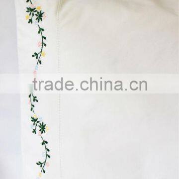 Beautiful flowers embroidered hemstitched pillow case, pillow cover