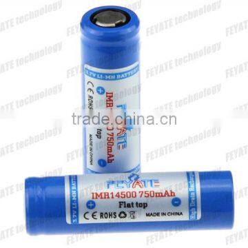 NEW Arrival Fyte IMR 14500 lithium battery 750mAh 3.7V Rechargeable LI-MN cell Radio battery Computer battery (falt top)