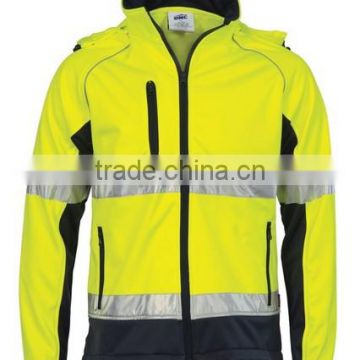 Long durable high visibility and safety reflective softshell safety clothing