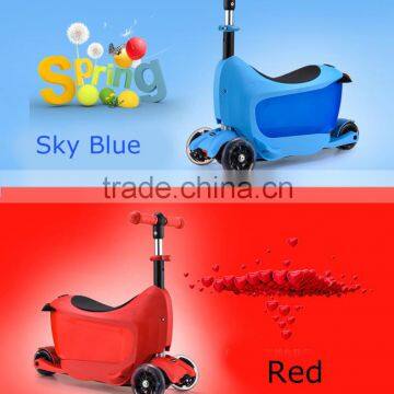 Patent New easy assembly kids smart scooter with container for storage