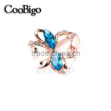 Fashion Jewelry Zinc Alloy Rhinestone Crystal Flower Ring Ladies Wedding Engagement Party Show Gift Dresses Apparel Accessories