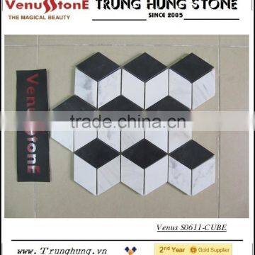 Black and White Cube 3D Marble Mosaic for modern decoration