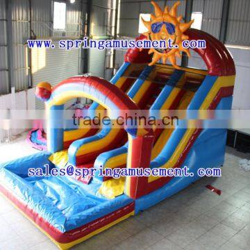 colorful top design inflatable slide with pool SP-PS008