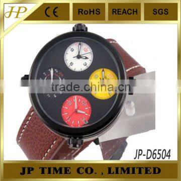 four Time Zone colorized double dialquartz muitiple time zone wrist watch