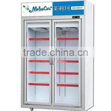 Supermarket high standing fish/meat glass door freezer 2door