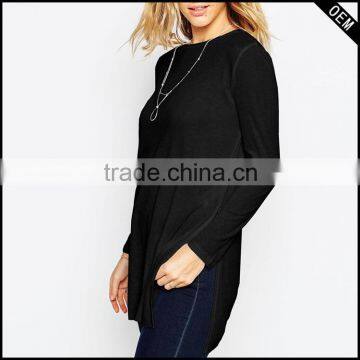 fashion design and hot sale long sleeves cotton t-shirt women on alibaba