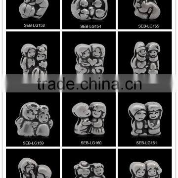 Ready Stock 12 Styles Love Emotion Stainless Steel European Charms Spacer Beads For Charm Bracelet Necklace Making SEB-LG153