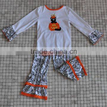 New Design Girls Winter Pumpkin Halloween Matching Boutique Clothing Set photo-2