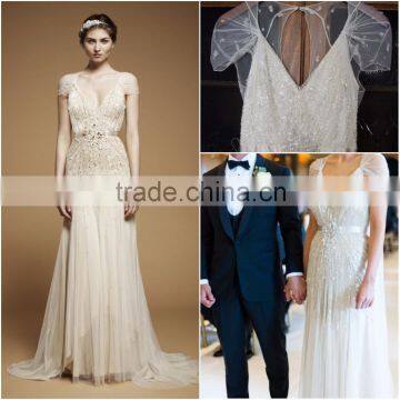 Sheath Fancy illusion crystals heavy beading Wedding Dresses LTG-003