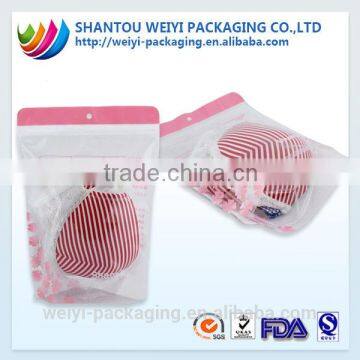 custom reusable transparent plastic packaging pe zipper underwear pouch