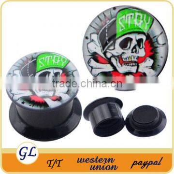 TP02582 acrylic internally threaded logo picture ear plugs