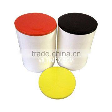 Lacquer white round boxes with muticolor lid, bamboo box