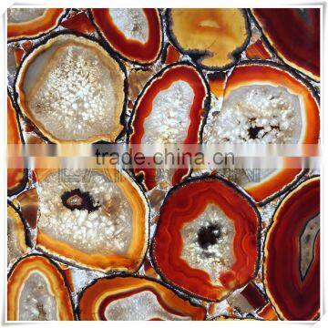 ZHAOJUN wholesale big slab red Agate Stone Onyx polished use to home decor