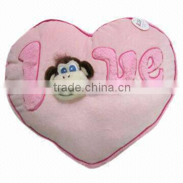 JM8780-1 Stuffed Plush Heart Cushion with Monkey Head