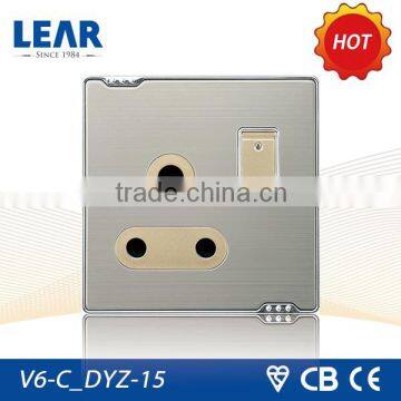 Classic design metal plate 15a switch socket