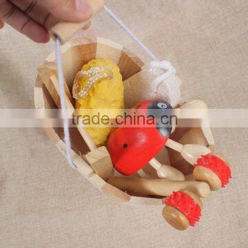 Hot Selling Natural Wooden Bath Pumice Stone and Bath Brush,bath Sponge Set photo-5