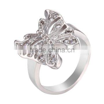 Pretty Women Delicate Butterfly Inlay Austria Crystal New Brand Elegant Ring for Banquet