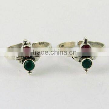 Lovely !! Red Onyx_Green Onyx 925 Sterling Silver Toe Ring For Beautiful Women, Fashion Silver Jewelry, Sterling Silver Jewelry photo-2