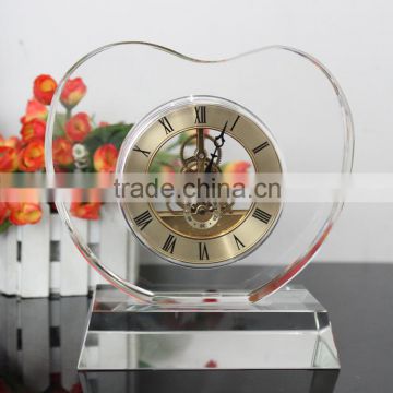 acrylic heart shaped crystal clock