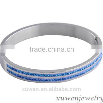 heavy stainless steel metal bangles design with sapphire crystal