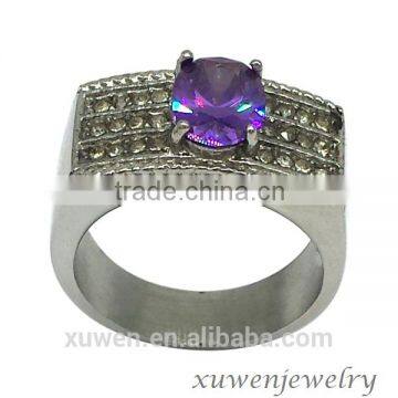 Casting Stainless Steel Men Amethyst Rings photo-2