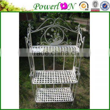 Antique White Metal 3 Tier Garden Flower Shelf PL08-4905