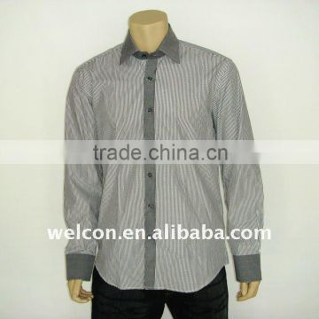 Mens 100% cotton fashion Harmonia collar stripe dobby shirt