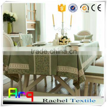 New Designed Christmas Style Linen Cotton Material Jacquard Tablecloth Fabric Light Green photo-2