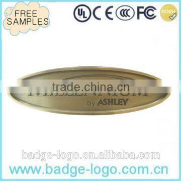 High Quality Custom Logo Bronze Plating Metal Nameplate