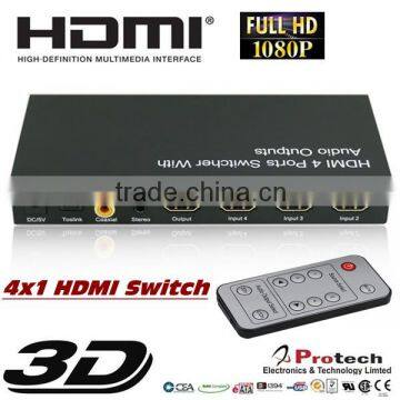 hd 4 port hdmi switch with audio amplifier