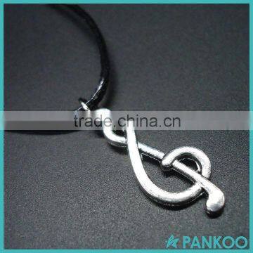 2016 Newest Fashion S925 Note Music Notation Sterling Silver Pendant Leather Vintage Men Necklaces for Women Silver Jewelry