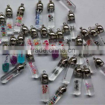 Female clear glass vial perfume pendant wish bottle colorful essential oil rice art pendant OEM ODM