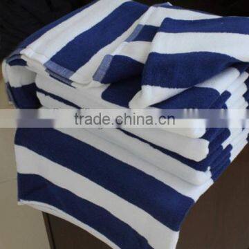 100% Cotton 32S/2 Blue And White Stripe Bath Towel Pool Towel