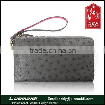 Fashion new design genuine ostrich leather clutch purse/wallet/bag for unisex gender from China supplier