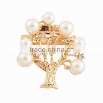 Fashion Women Pearl With Crystal Tree Shape Brooch