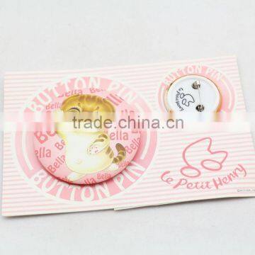 Custom souvenir gifts tin button badges , 2pcs badges with card packing packing plastic button badge